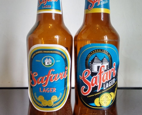 Safari Lager with new and old label design