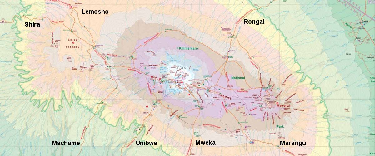 Mount Kilimanjaro Routes Map