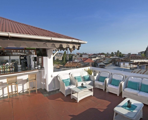 Maru Maru Hotel, patio with Stone Town view