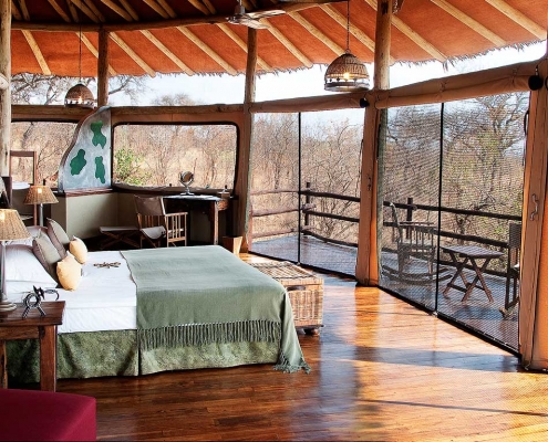 Tarangire Treetops bedroom with bush view